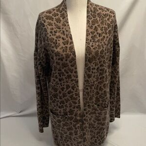 Magaschoni Cashmere Print Cardigan - Brown and Tan Leopard soft luxury